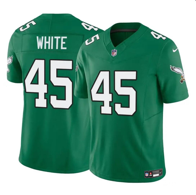 Men's Philadelphia Eagles #45 Devin White Green 2023 F.U.S.E Throwback Vapor Untouchable Limited Football Stitched Jersey